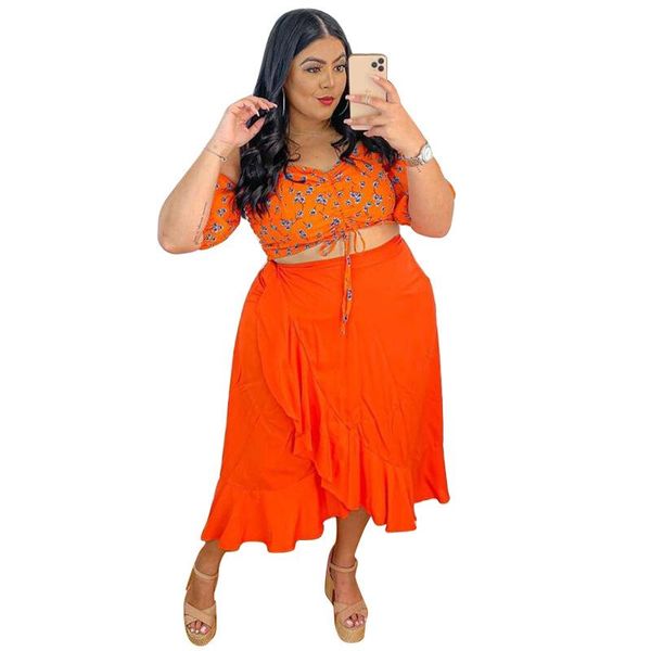 plus size tracksuits waterarea dress solid color strap print one - word shoulder two skirt suit women short sleeves fashion, Black